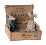 Maileg Mum and dad mice in cigarbox