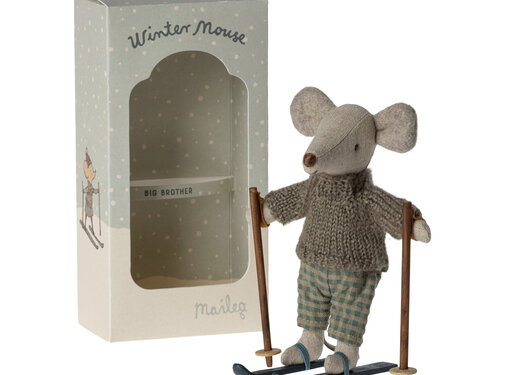 Maileg Knuffelmuis Winter met Skiset Big Brother 13cm