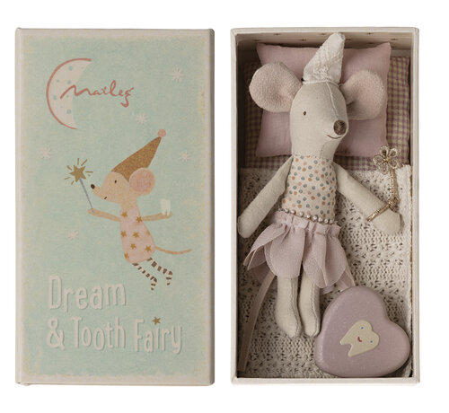 Maileg Tooth fairy mouse, Little sister in matchbox