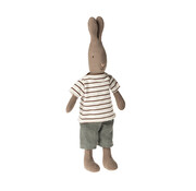 Maileg Rabbit size 2, Brown - Striped blouse and pants