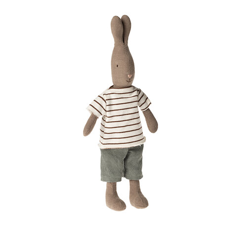 Maileg Rabbit size 2, Brown - Striped blouse and pants