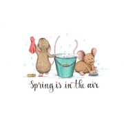 Anillustration Ansichtkaart Poetsmuisjes voorjaar
