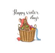 Ansichtkaart Muisje in mand winterkleding