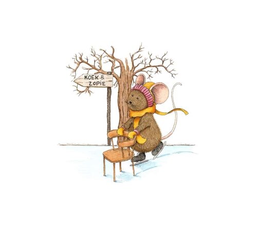 Ansichtkaart Schaatsend muisje koek&zopie