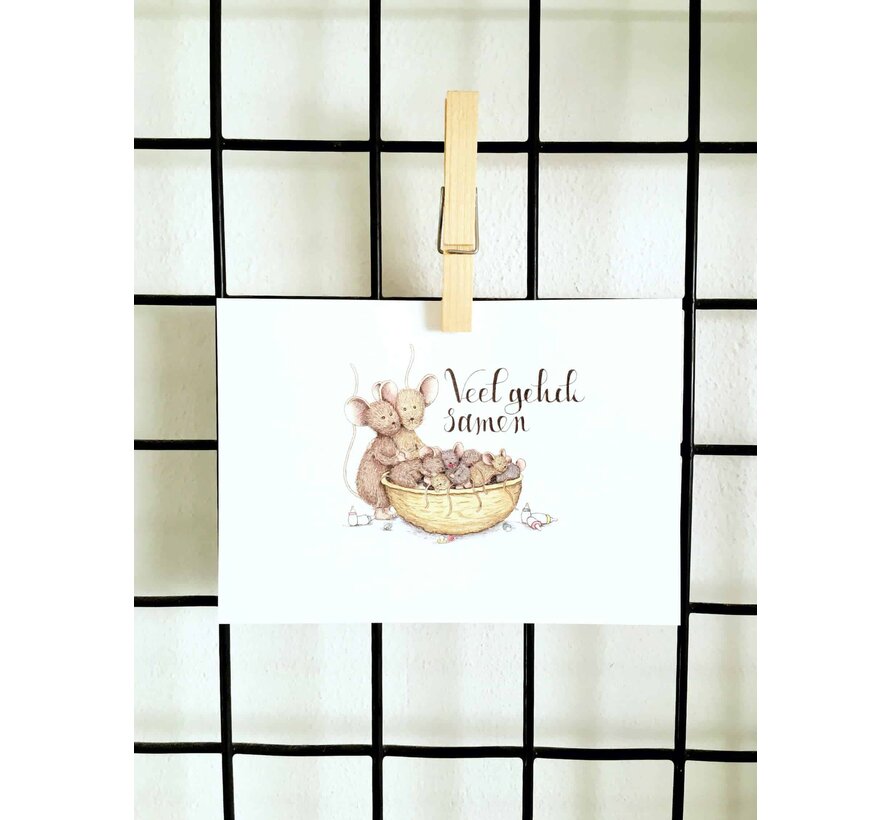 Ansichtkaart Geboorte twee- of meerling in notendop