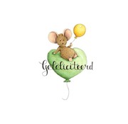 Ansichtkaart Muis zittend op ballon