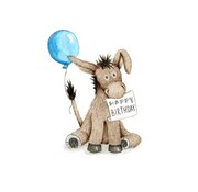 Ansichtkaart Gefeliciteerd met ezel en ballon