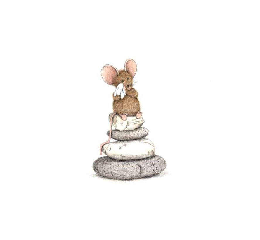 Ansichtkaart Rouwkaart muis op stenen