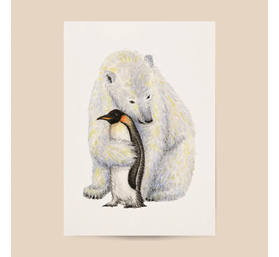 Poster IJsbeer met Pinguin