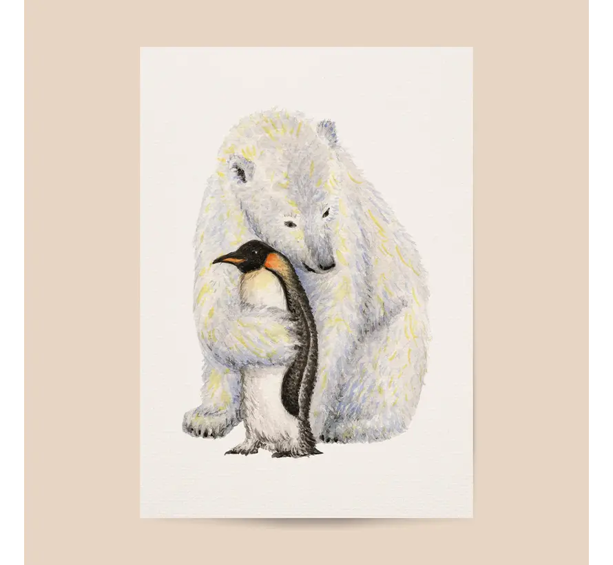 Poster IJsbeer met Pinguin A4