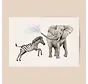 Poster Zebra met Olifant