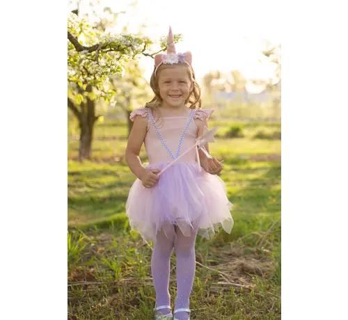 Great Pretenders Shimmer Unicorn Jurk & Diadeem Pink size 5-6