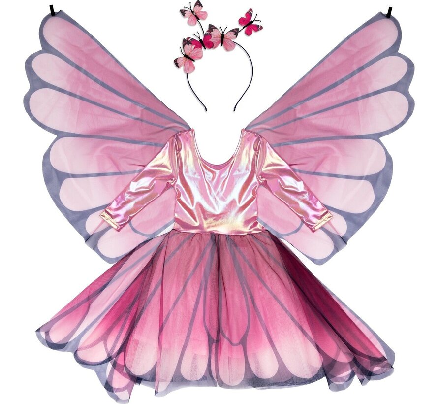 Verkleedkleding Butterfly Twirl Dress and Wings size 7-8