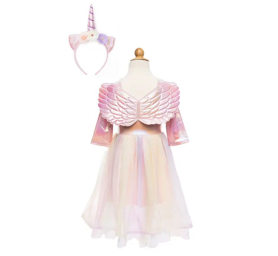 Verkleedkleding Alicorn Dress, Wings and Headband size 3-4