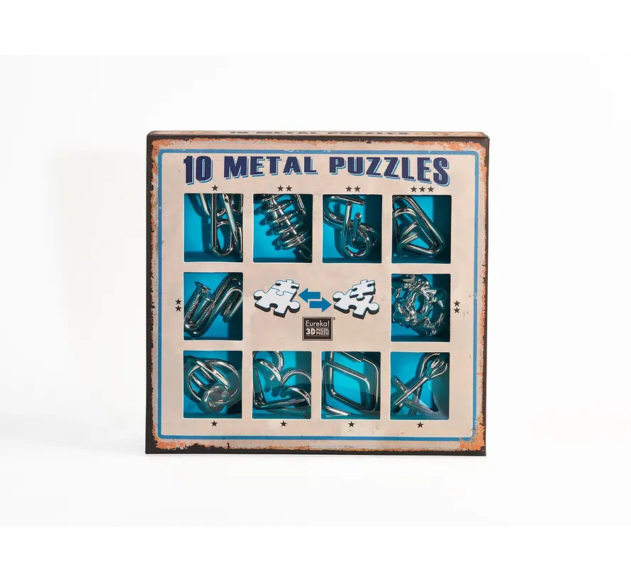 Metal Puzzle Blauw Set 10-delig