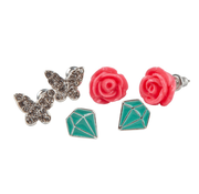 Great Pretenders Boutique Rose Studded Earrings, 3 Sets