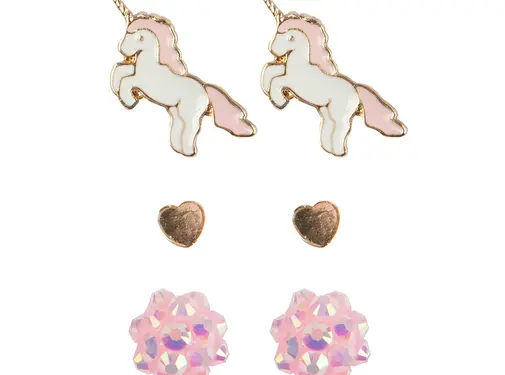 Great Pretenders Boutique Unicorn Studded Earrings, 3 Sets