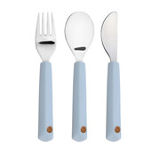 Lässig Cutlery with Silicone Handle 3 pcs Happy Rascals Smile Sky Blue