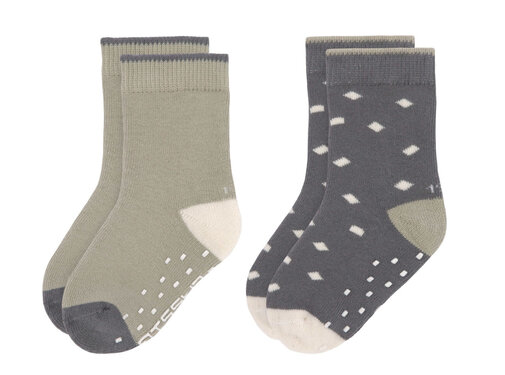 Lässig Kindersokjes Anti-Slip Anthracite/Olive Set 2-delig