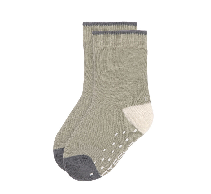 Anti-slip Socks GOTS 2 pcs assortedanthracite/olive