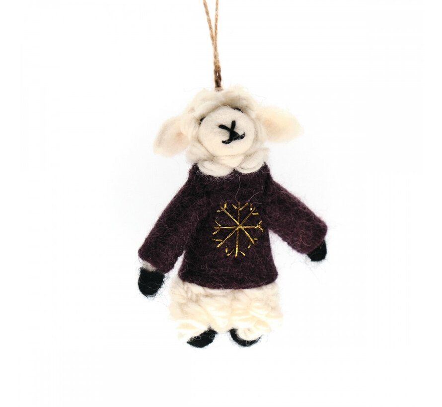 KERST Hanger Schaap met Trui Bordeaux