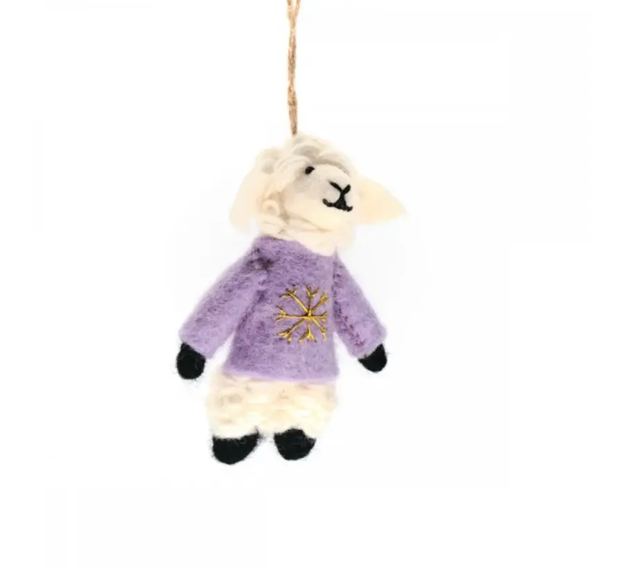 KERST Hanger Schaap met Trui Lila