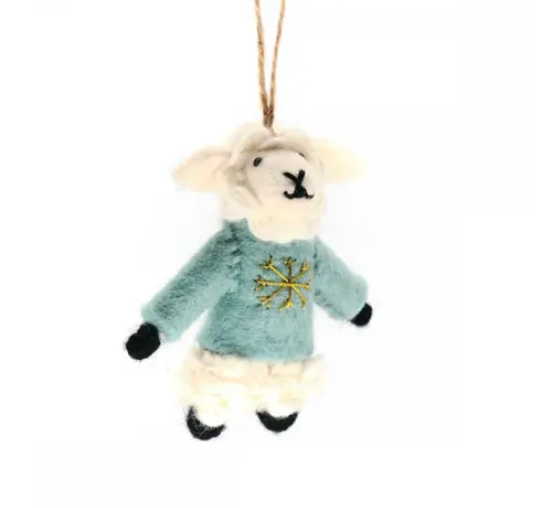 Sjaalmetverhaal KERST Hanger Schaap met Trui Celeste