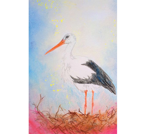 Wenskaart Ooievaar