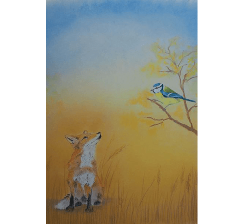 Ansichtkaart Vos en Pimpelmees