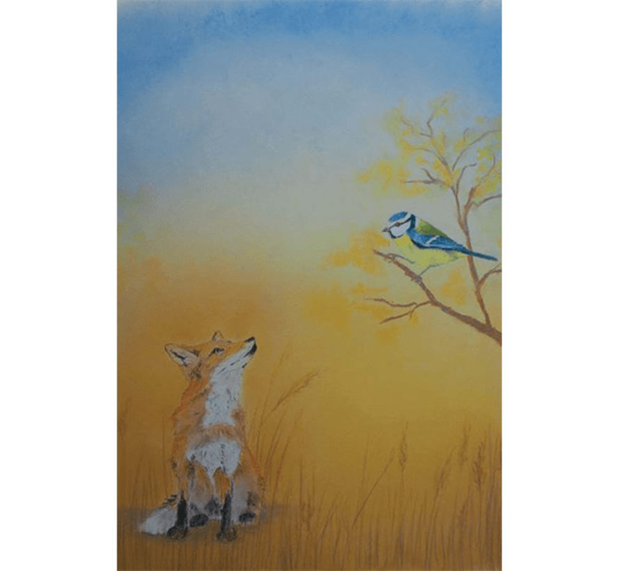 Ansichtkaart Vos en Pimpelmees