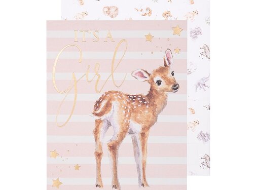 Wrendale Designs Wenskaart Loved Deerly - It's a Girl
