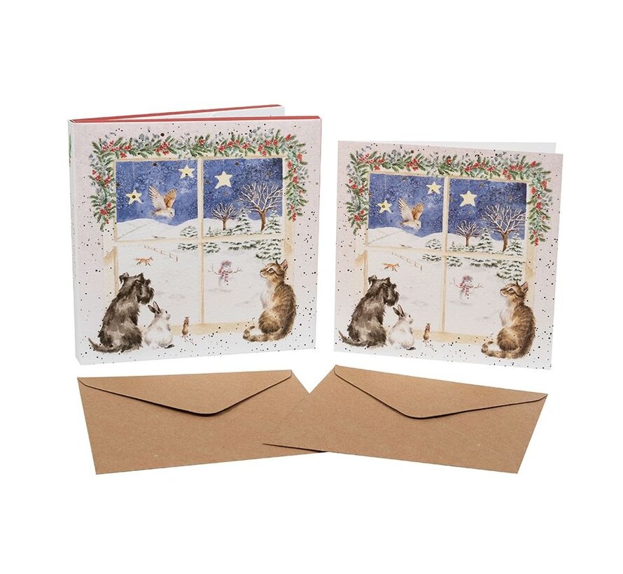 Kerstkaarten Joy to the world (Christmas Window) Set 8-delig