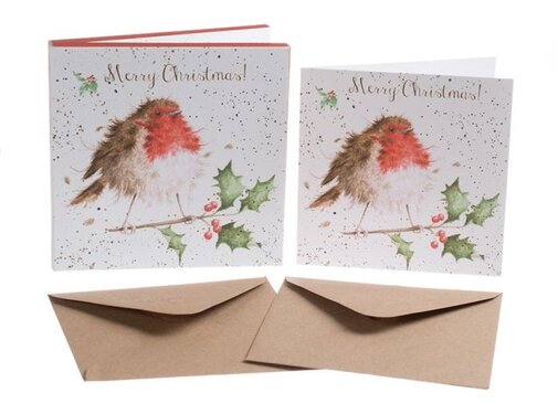 Wrendale Designs Kerstkaarten The Jolly Robin Set 8-delig