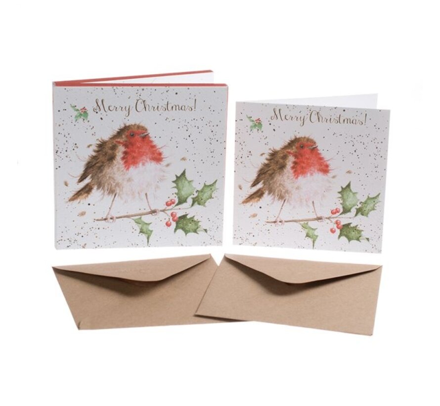 Kerstkaarten The Jolly Robin Set 8-delig