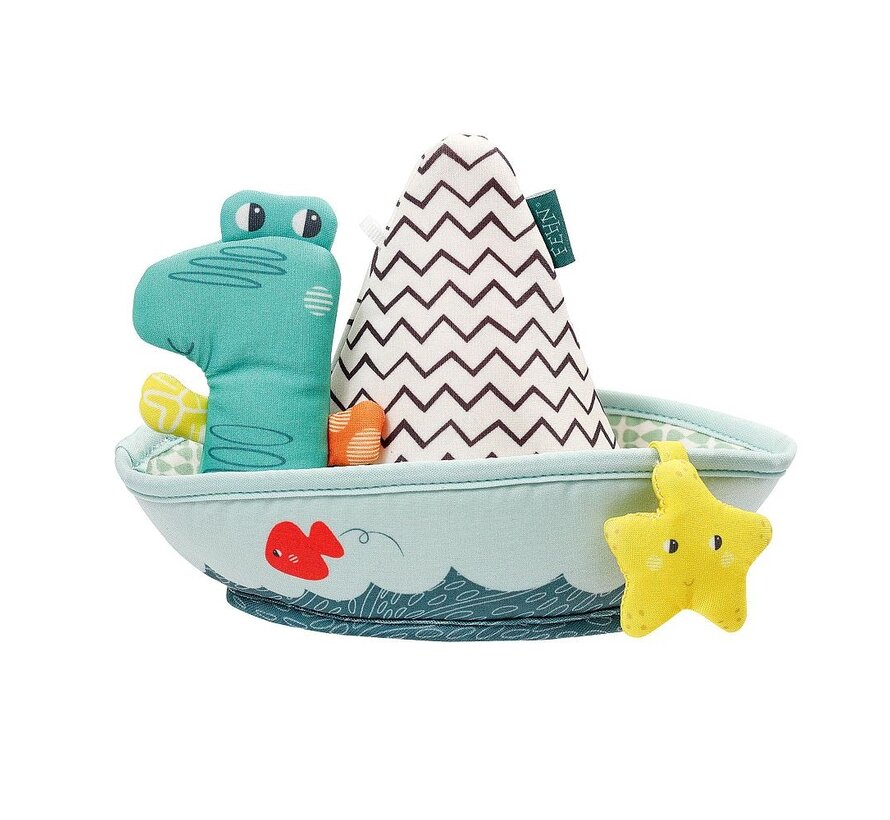 Bath boat with finger puppet crocodile