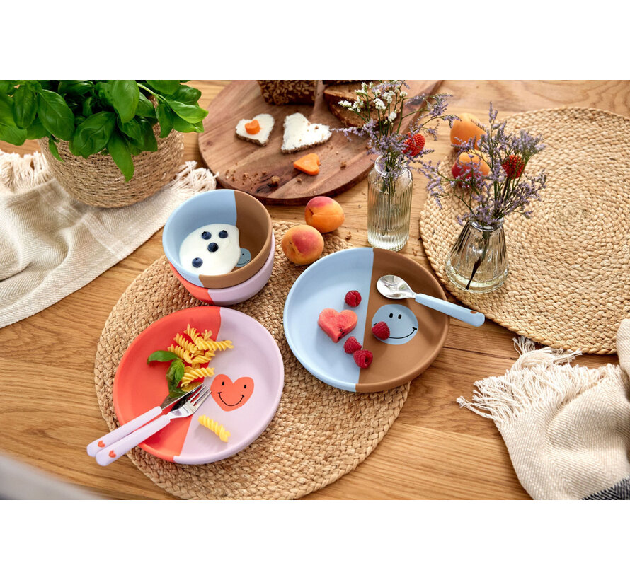 Kinderbord Siliconen Happy Rascals Smile Sky Blue