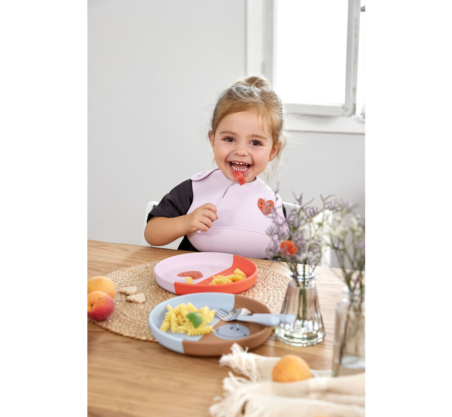Kinderbord Siliconen Happy Rascals Smile Sky Blue