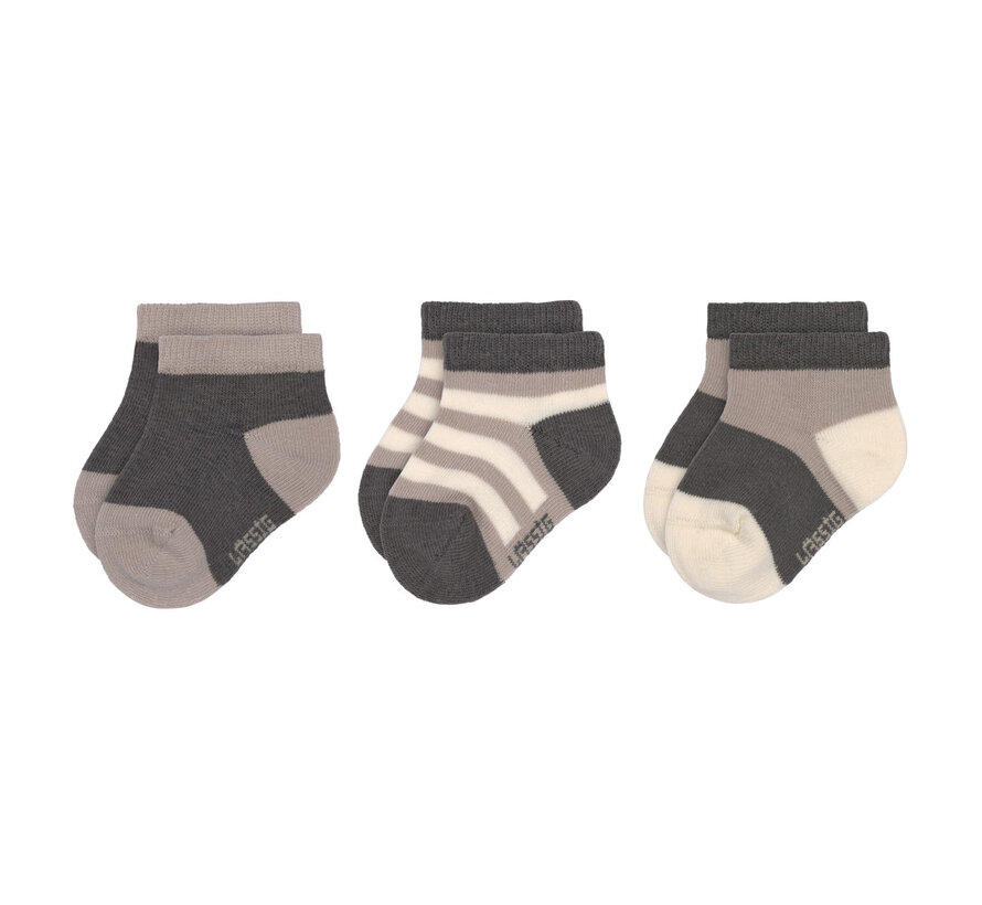 Sneaker Kindersokjes Antraciet Taupe Set 3-delig