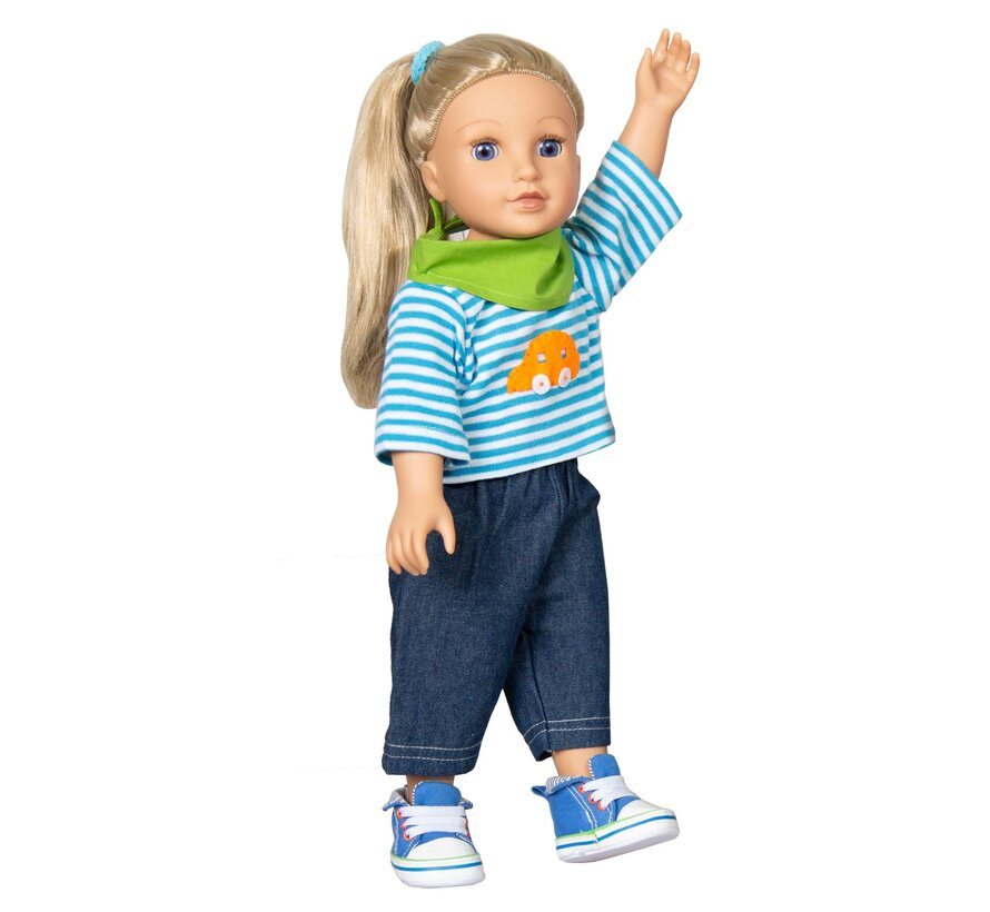 Poppenkleding Jeans mit Strepenshirt size 28-35cm