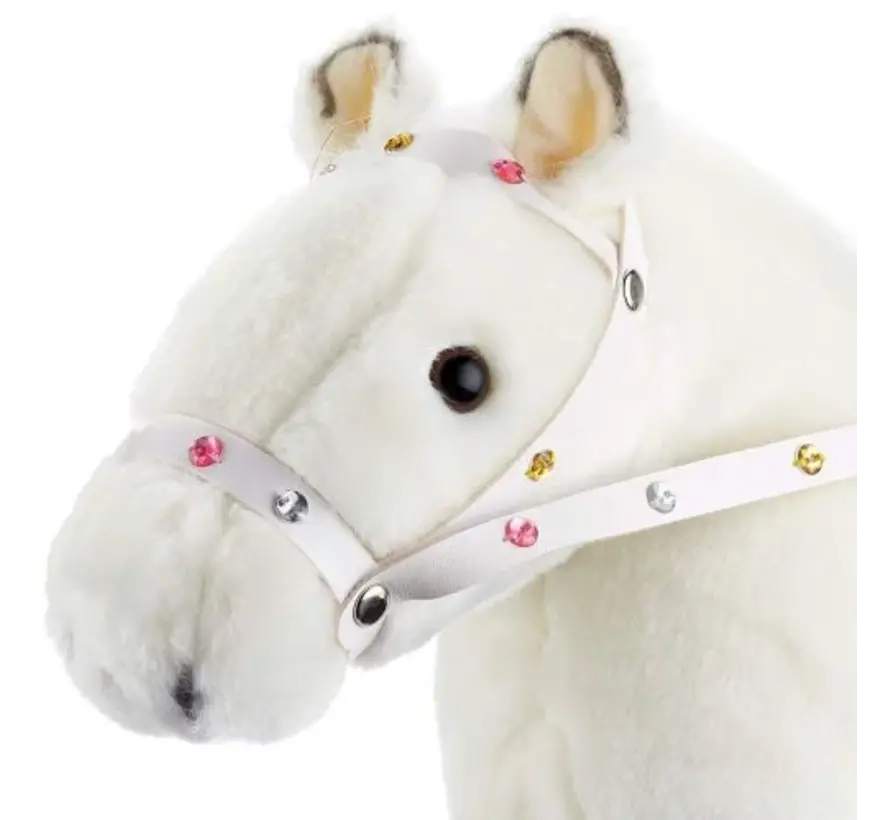 Boutique, paard met zadel en teugel, "Weisser Blitz", wit, met geluid, 27 cm