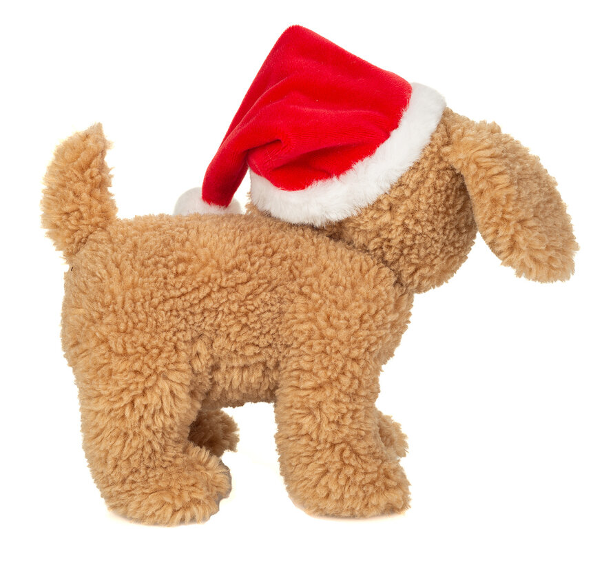 Soft Toy Dog with Santa Hat