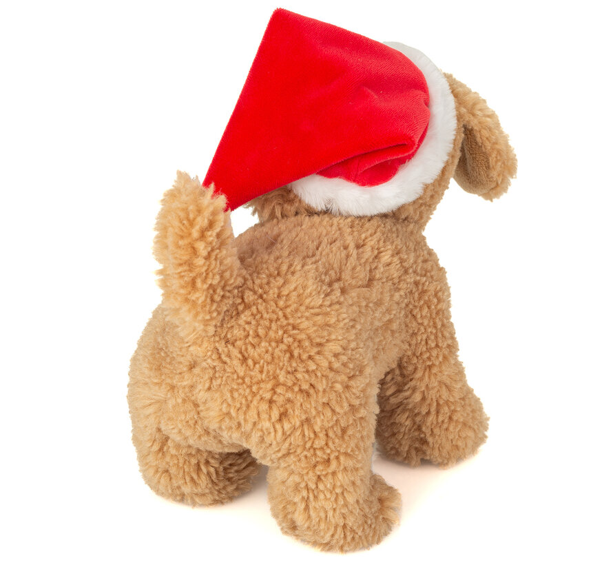 Soft Toy Dog with Santa Hat