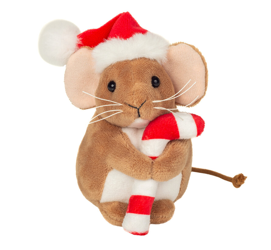 Soft Toy Christmas Mouse Sugar Stick 11cm