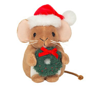 Hermann Teddy Knuffel Kerstmuis met Krans 11cm
