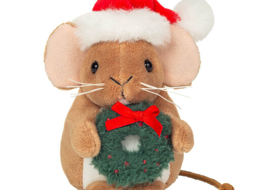 Hermann Teddy Knuffel Kerstmuis met Krans 11cm