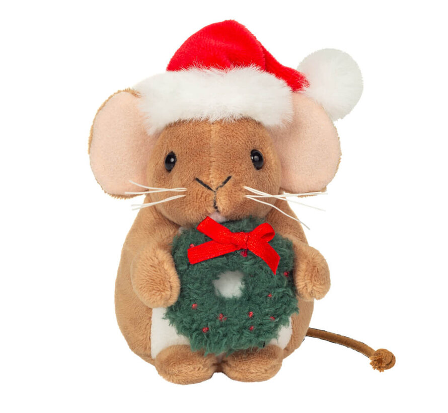 Soft Toy Christmas Mouse Wreath 11cm