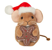 Hermann Teddy Knuffel Kerstmuis met Koek 11cm