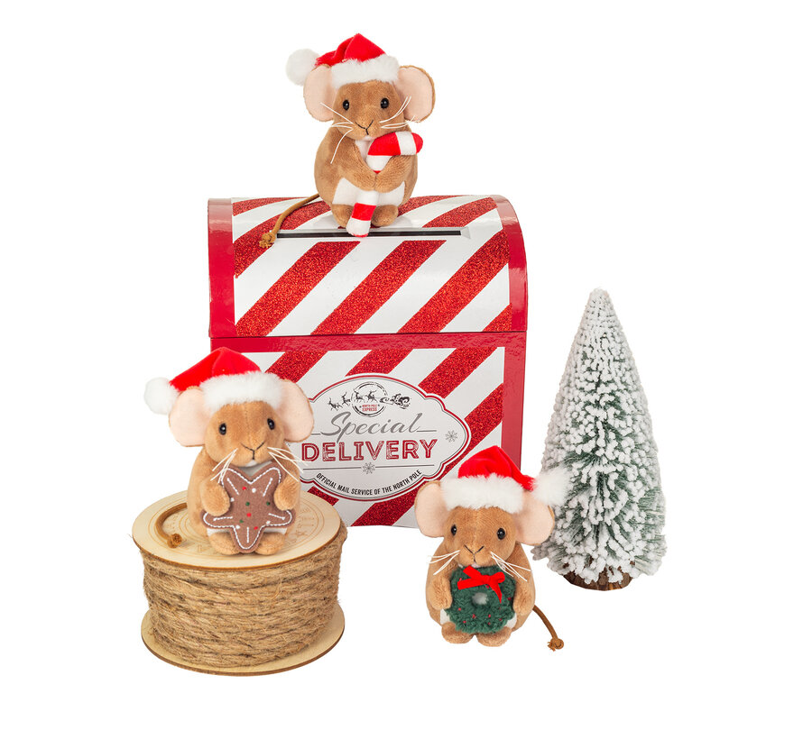 Soft Toy Christmas Mouse Biscuit 11cm