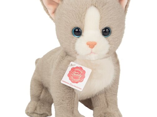 Hermann Teddy Knuffel Kat Kitten Grijs 24cm
