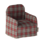 Poppenhuis Stoel Rood Geblokt 7.5cm